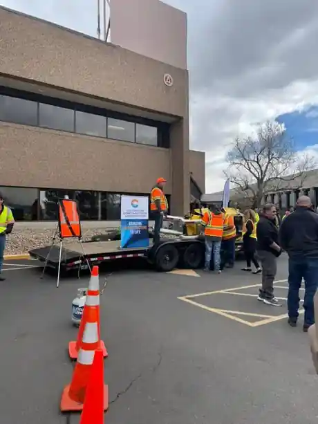 Loveland Barricade traffic control setup at a Colorado contractor event