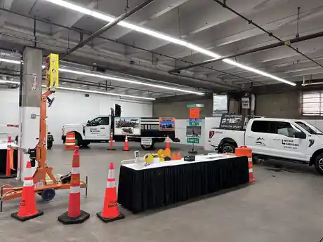 Loveland Barricade trucks, traffic cones and signs on display